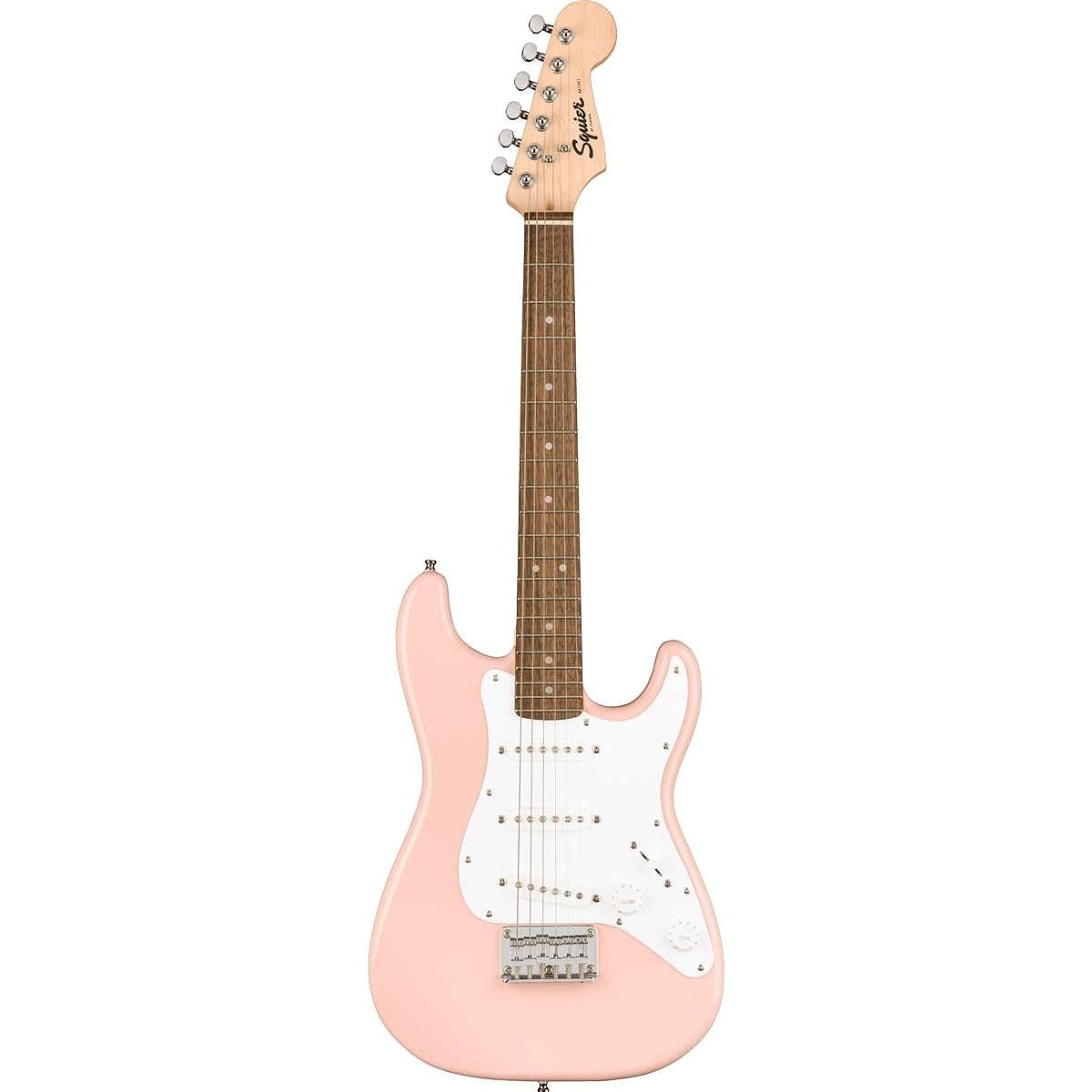 Squier Electric Guitar Mini Stratocaster®, Laurel Fingerboard, Shell Pink with Soft Case