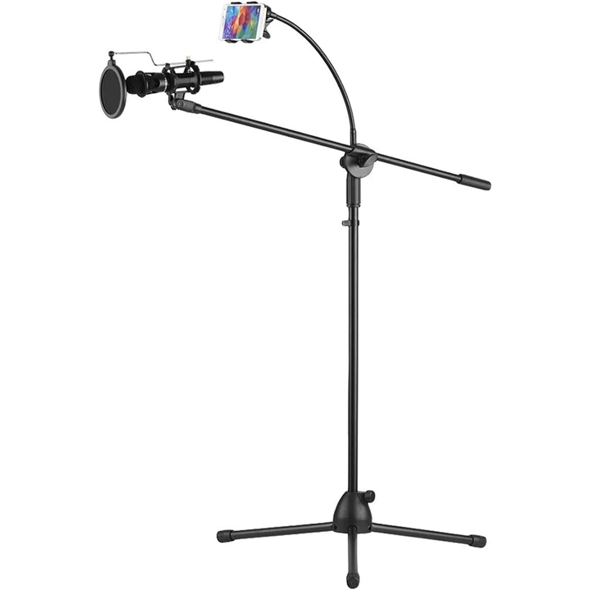 Microphone Stand Metal Microphone Floor Stand Adjustable Tripod for Recording, Streaming, and Live Commentary