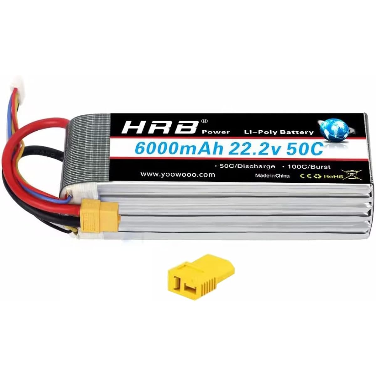 HRB 22.2V 6000MAH 50C XT60 6S Plug Fixed Wing 4-Axis Drone Battery (XT60, Deans T)