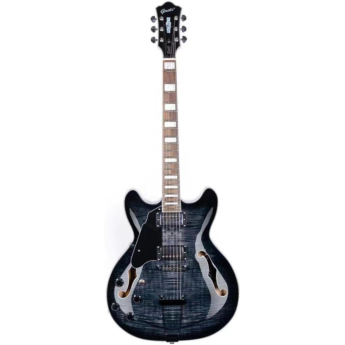 Grote Jazz Left-handed Electric Guitar Semi-Hollow Body (Black)