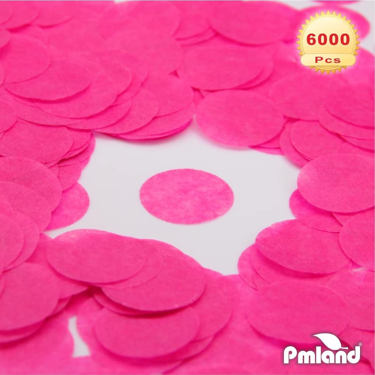 PMLAND Gift Wrapping Paper Table Confetti Circles 1" (1 inch) 6000pcs Hot Pink