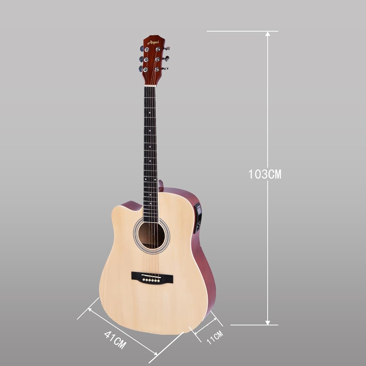 Aryari Electric Acoustic Guitar Left-handed Acoustic Guitar Beginner Set 41'' Acoustic Guitar for Adults and Students 4/4 Acoustic Electric Guitar for Beginner (Storage bag, strings, capo, pick, strap, etc. included) Wood color Left-handed 41''