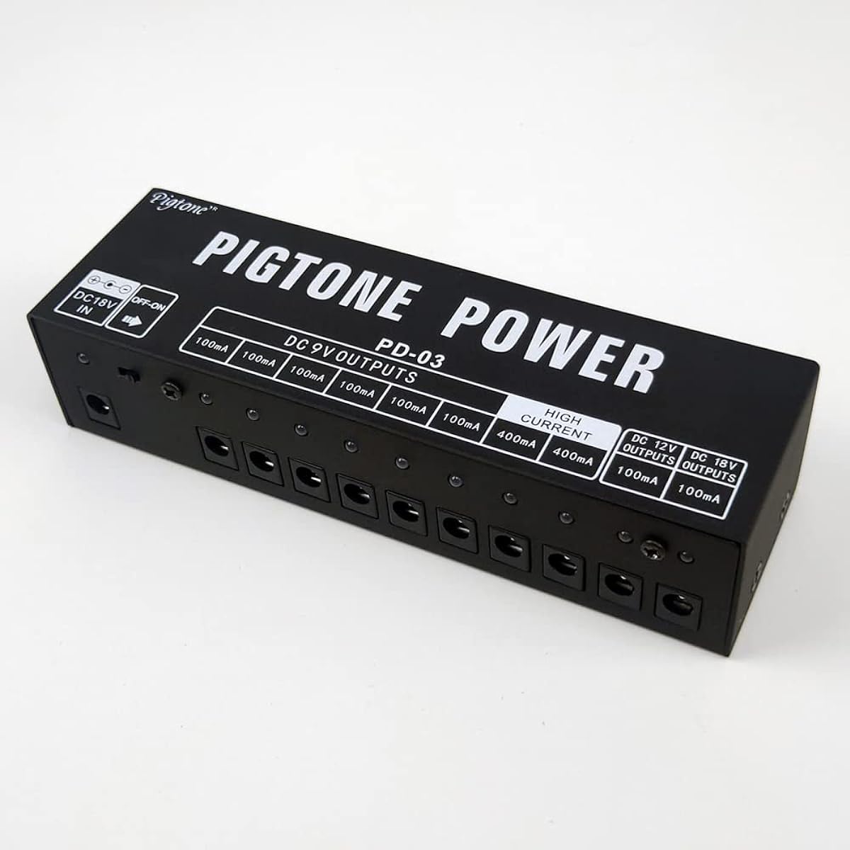 Pigtone PD-03 Guitar Effect Pedal 10 Independent DC Output Power 9V 12V 18V 100mA 400mA Ideal for Over Current Protection and Short Circuit