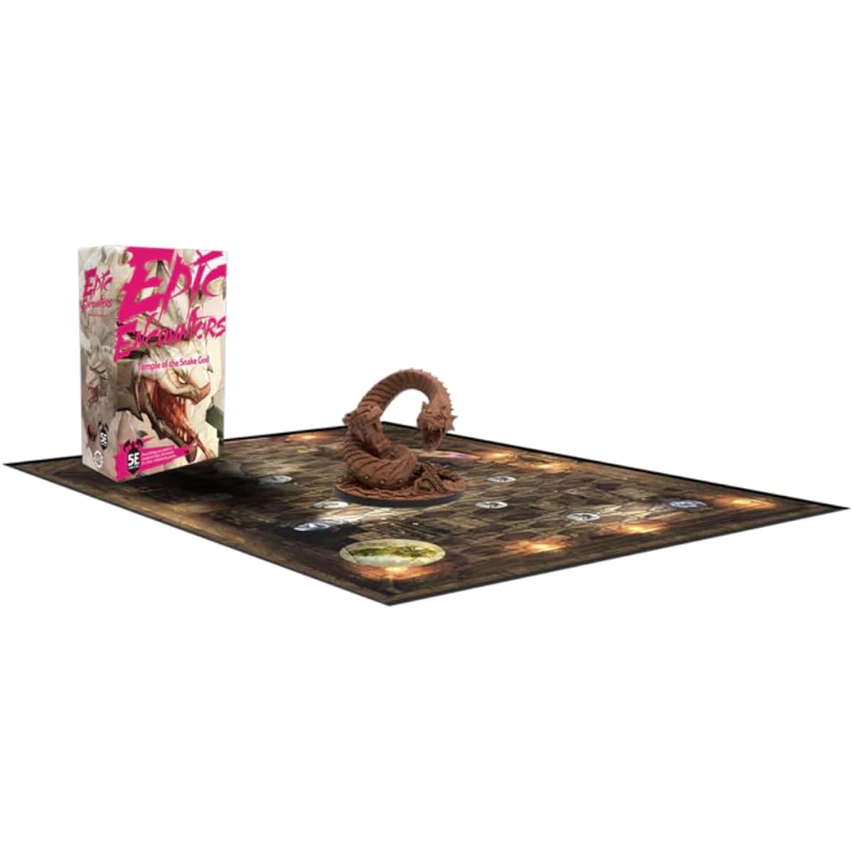 Epic Encounters: Temple of the Serpent RPG Fantasy Roleplaying Tabletop Game with Huge Boss Miniatures, Double-Sided Game Mat & Game Master Adventure Book, Monster Stats, 5E Compatible