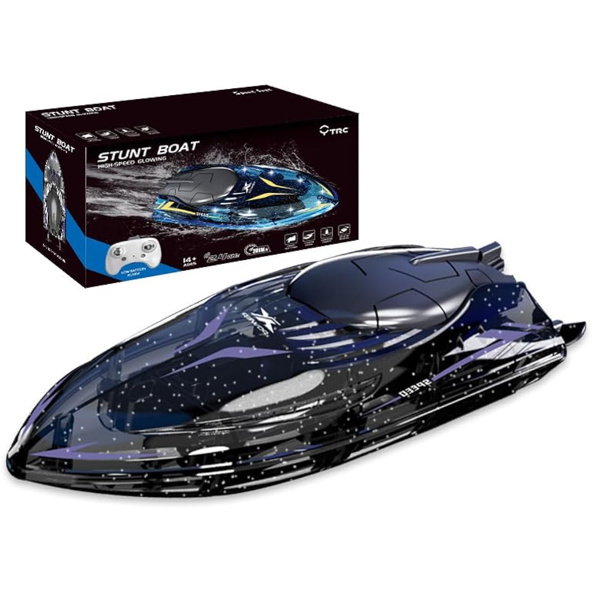 3T6B RC Boat for Kids, 2.4Ghz 20km/h Racing Boat Toy, Remote Control Boat for Pool and Lake with 1 Rechargeable Battery, Great Birthday Gift for Boys and Girls