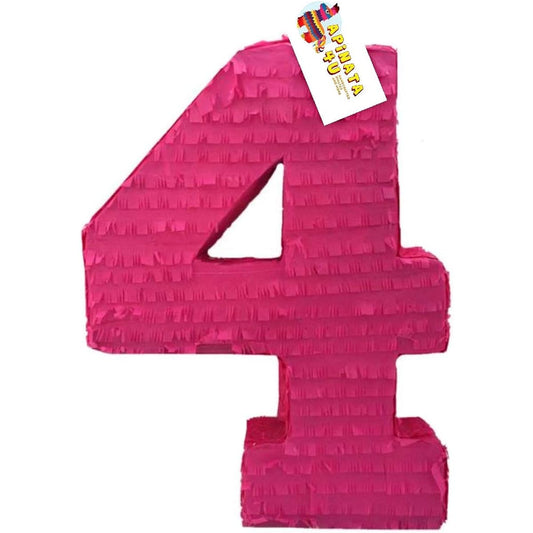 APINATA4U Large Solid Pink Number 4 Pinata 23"
