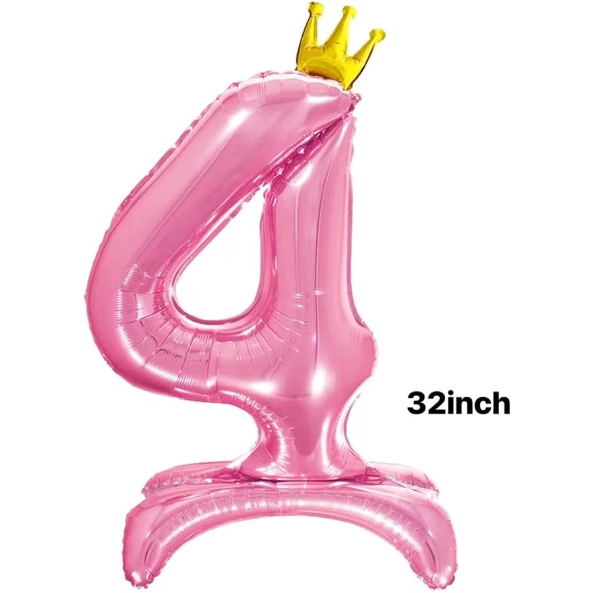 32" Pink Standing Crown Number 4 Balloons 4th Birthday Balloons for Birthday Party Decorations (4)