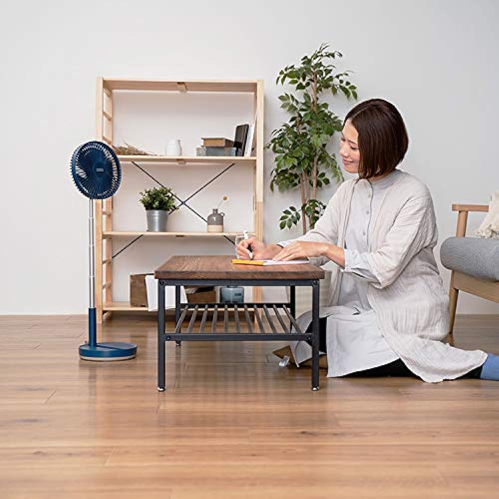 PRISMATE Folding Cordless Living Fan with Swing Function (NV (Navy)