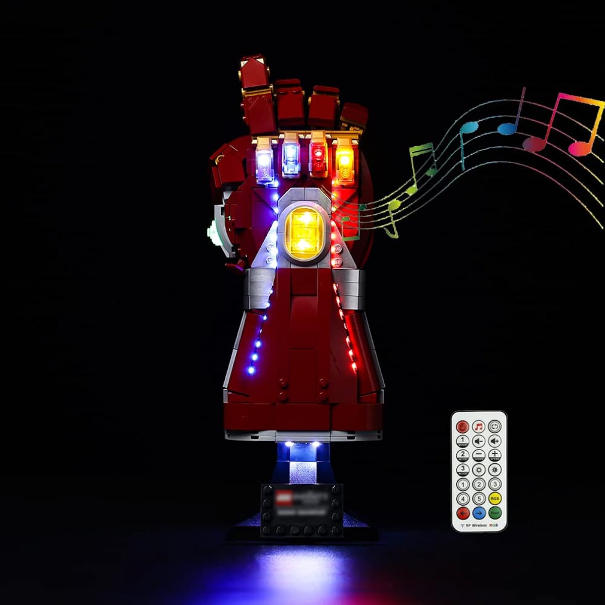 Kyglaring LED Lighting Kit Compatible with Lego Nano Gauntlet 76223 (No Model) & Light Set Replica Iron Man Gauntlet Model Building Set - No Lego Set (RC Sound Version)