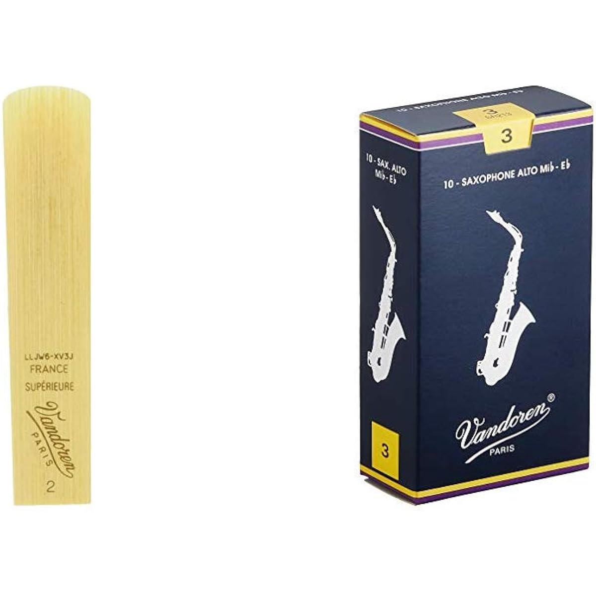 [Buy as a set] Vandoren Baritone Saxophone Reeds Traditional Hardness: 2 (5 pieces) + Alto Saxophone Reeds Traditional Hardness: 3 (10 pieces)