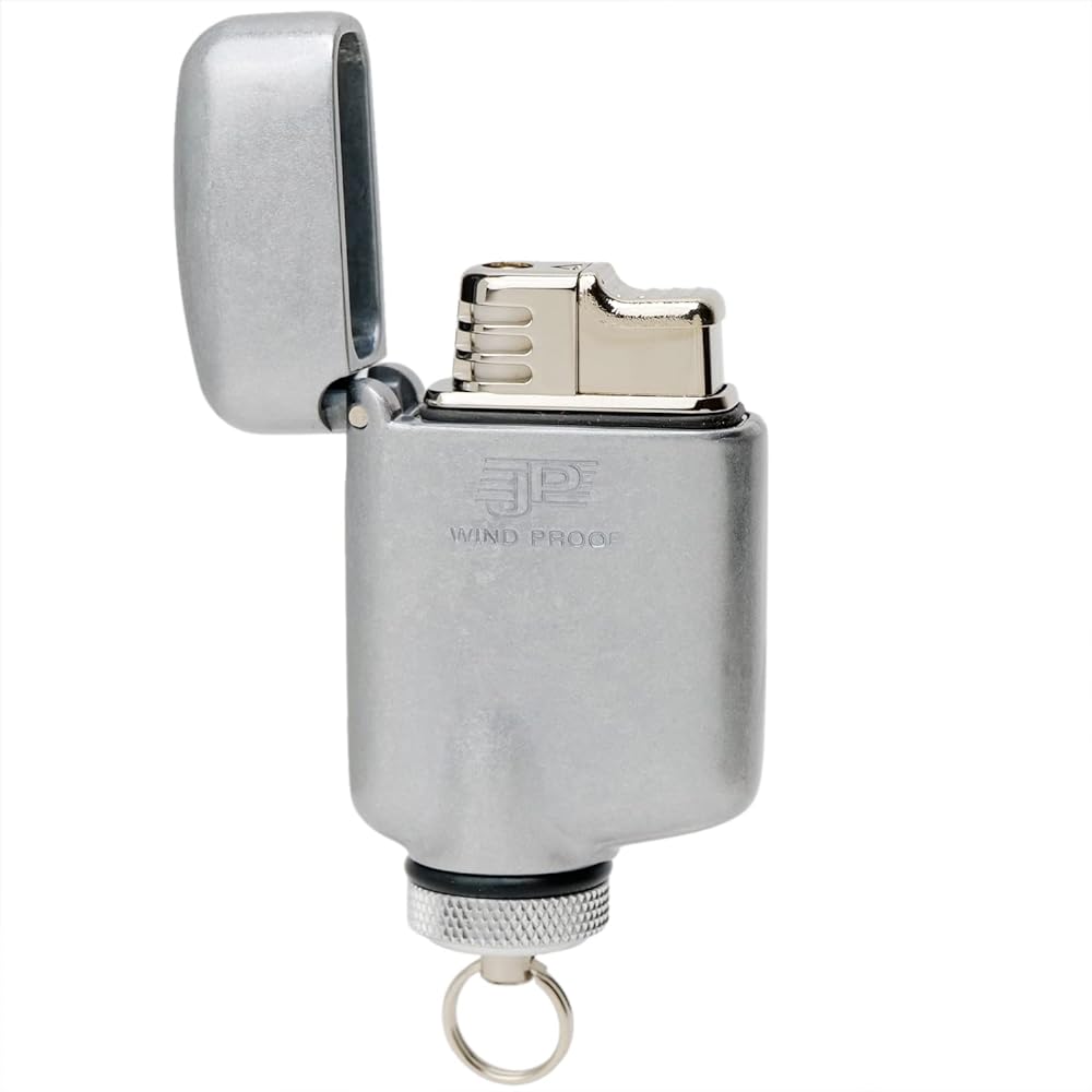 Windmill Turbo Lighter Silver JP Logo Sticker Refillable Barrel JPW-1104K
