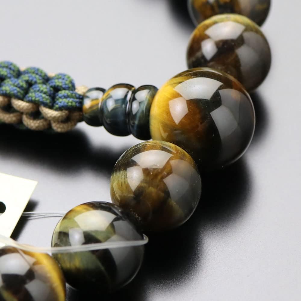 ≪Special Price≫ Nenju.com Jodo Shinshu Prayer Beads for Men 22 Beads Mixed Tiger Eye Stone String Bun [Regular Prayer Beads Kyoto Shinshu Disciples Tiger Eye Stone Dark Blue Tiger Eye Stone Tiger Eye Funeral Memorial Ceremony Funeral Natural Stone My Pra