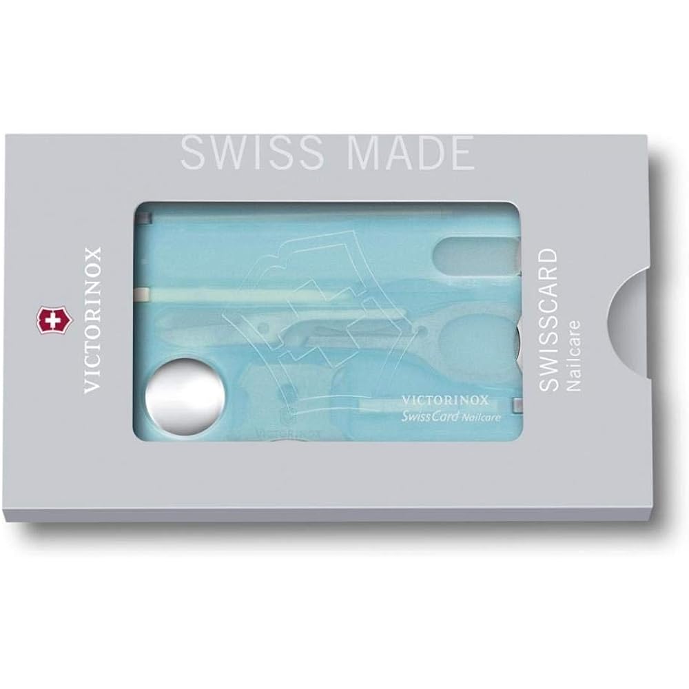 VICTORINOX Swiss Card Nail Care, 3 Colors, Nail File, Nail Polish, Glass Nail File, Equipped with Scissors, 13 Functions, Disaster Prevention, First Aid, Compact [Domestic Genuine Product]