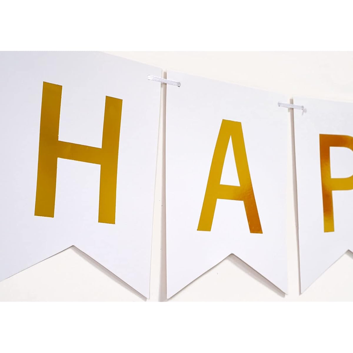 White Gold Happy Birthday Banner Large Assembled Birthday Sign Birthday Party Decorations Supplies
