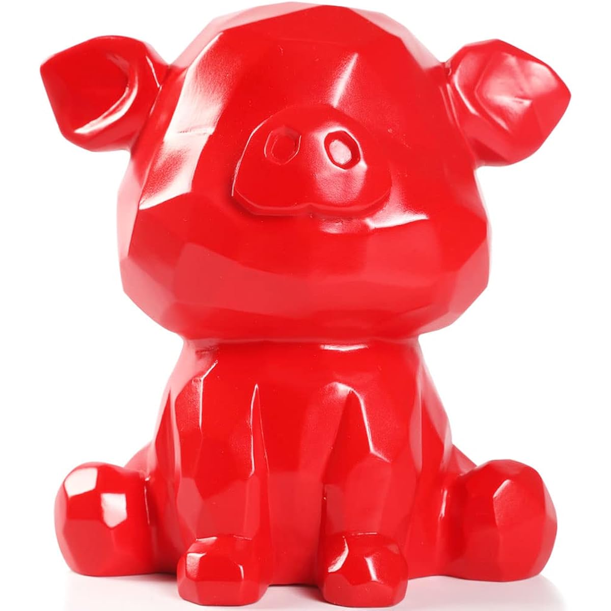 Piggy Bank Cute Geometric Money Box Unbreakable Piggy Bank for Girls and Boys Great Birthday Gift (Red Pig)