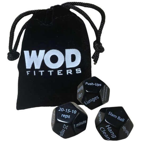 WODFitters Workout Dice Set of 3 Durable fitness dice for fun home or gym workouts with unlimited combinations of constantly changing exercises