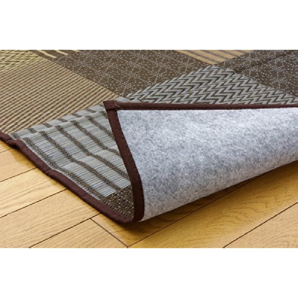 Ikehiko Igusa Rug Carpet DX Kyoto Sashiko Approx. 191 x 250cm Brown Made in Japan Non-woven Back #1709530
