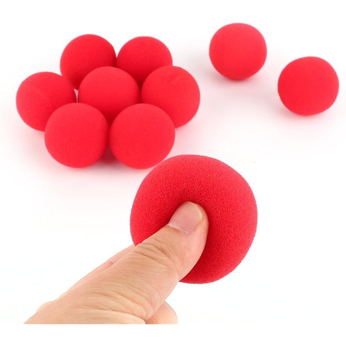 Agatige 10pcs Red Sponge Softballs Soft Foam Balls Red Carnival Clown Noses Close Up Street Classic Comedy Trick Props Toys