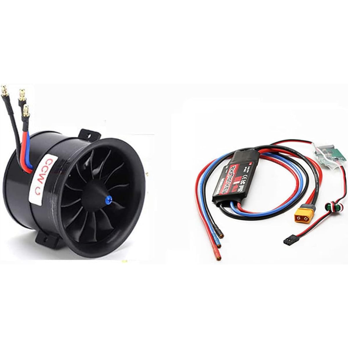 Powerfun CW CCW EDF 70mm Pro CCW 12 Blade Ducted Fan Remote Control with Brushless Motor 2100KV Balance Tested CCW Clockwise EDF Ducted Fan 6S Remote Control for Jet Plane + ESC 80A