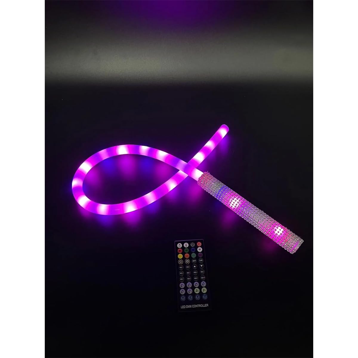 Luminous Whip Holding Voice Control Glow Whip Stage Performance Fluorescent Props Remote Control (2m-Voice Control)