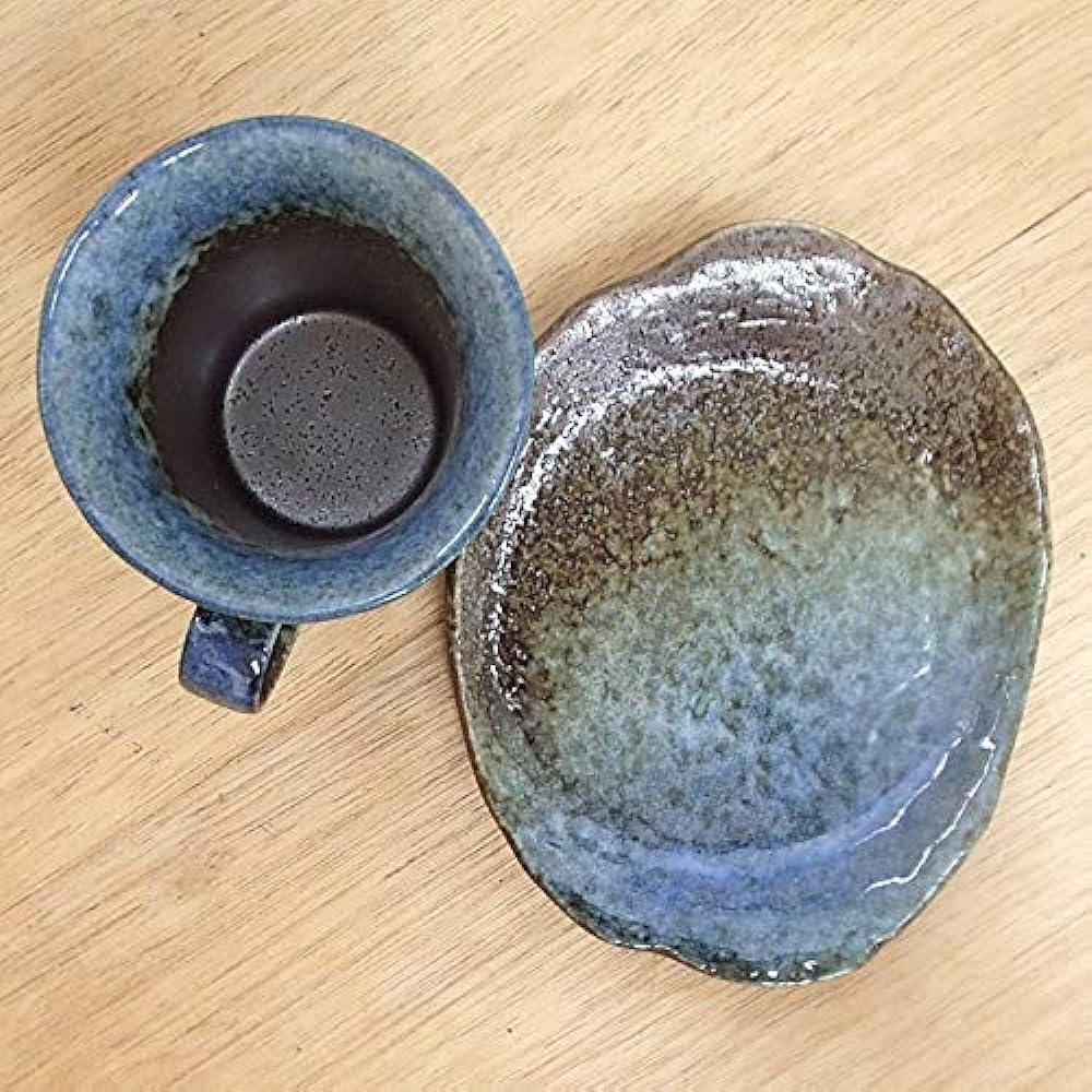 Coffee cup saucer Lake of the Forest 5-piece set Japanese pottery for commercial use Mino ware