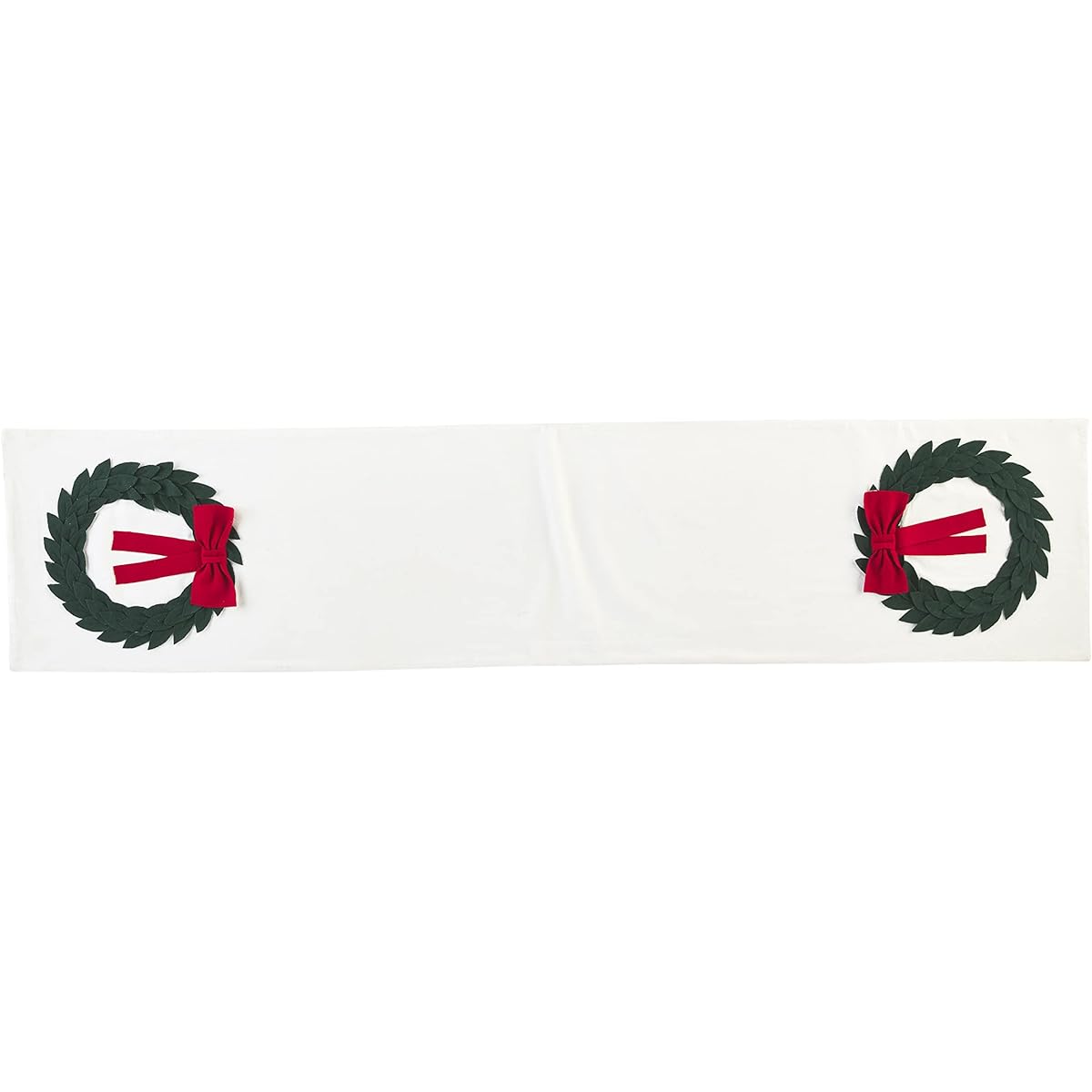 Mud Pie Christmas Wreath Table Runner, Cream, 72" x 16"