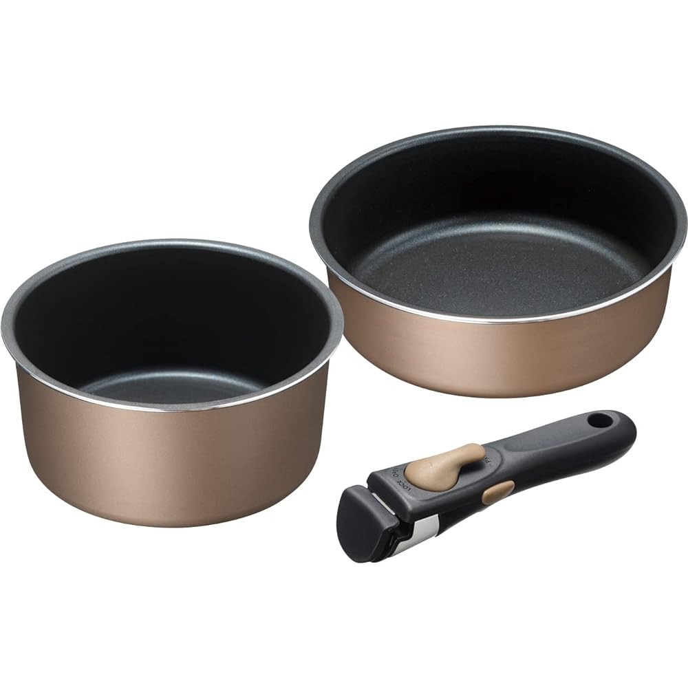 Wahei Freiz Pots and frying pans with removable handles [Set E] Frying pan 26cm & Frying pan 20cm & Stir frying pot 21cm & Deep pan 24cm & Pot 18cm/20cm & Lid 18cm/20cm Buranano II MB-2442