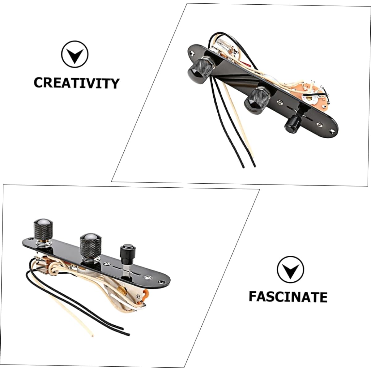 VICASKY Set of 4 Guitar Line Wired Loaded Pre-Wired Control Plates Metal Guitar Control Plates Car Mat Heel Plates Loaded Control Plates