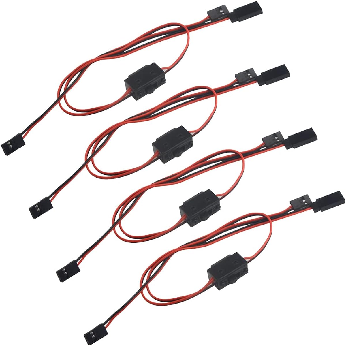 XINGYHENG 4 Pack JR Style 3 Way Power On Off Switch Black and Red Lines RC Switch Receiver for RC Truck Car Plane Helicopter