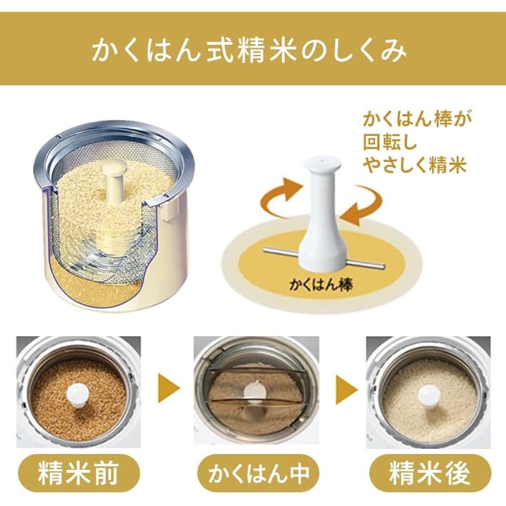 Twin Bird Compact Rice Polisher, Rice Polishing Set, Home Use, Compact, Lightweight, Easy Operation, Stirring Type, 1~4 Cups, Niigata, Tsubame Sanjo [1 Year Manufacturer's Warranty] White MR-E520W