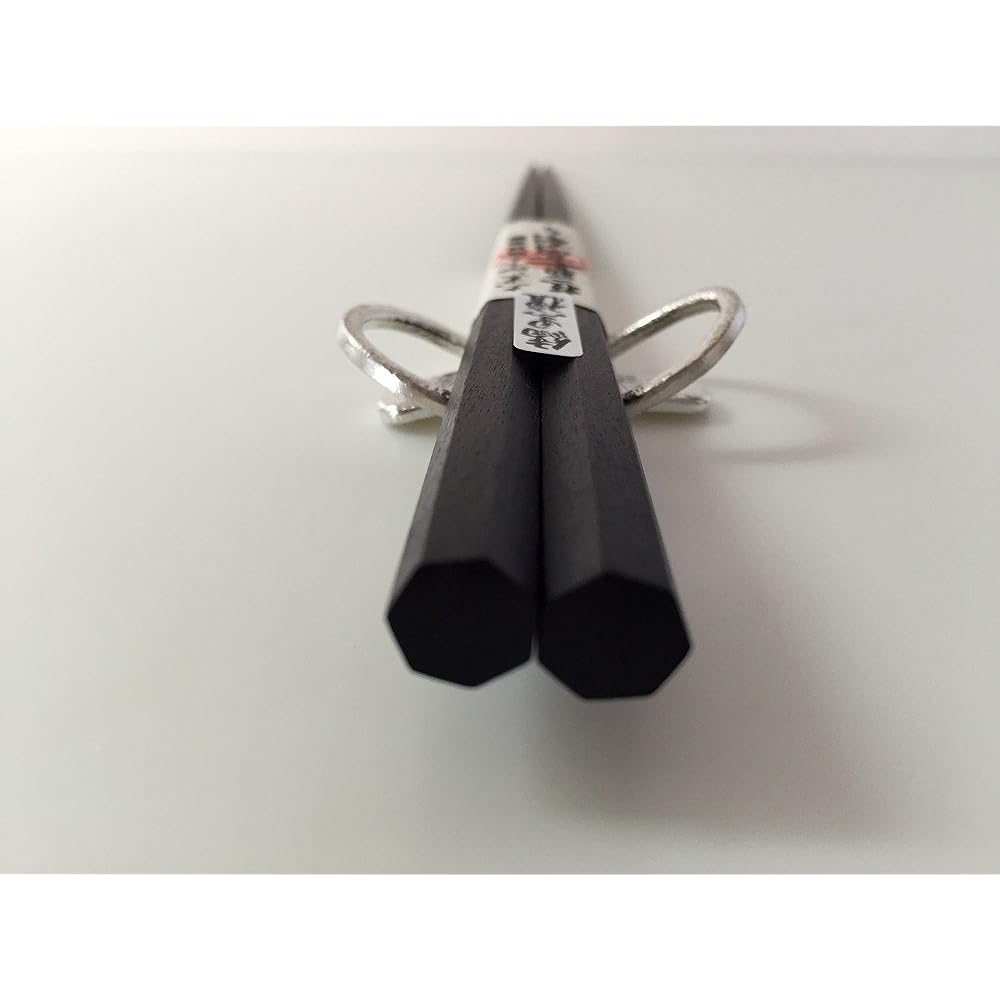 [Edo wooden chopsticks, special selection] [Striped ebony] Seven-sided shaved chopsticks (22cm) Comes with free cherry blossom pattern wrapping