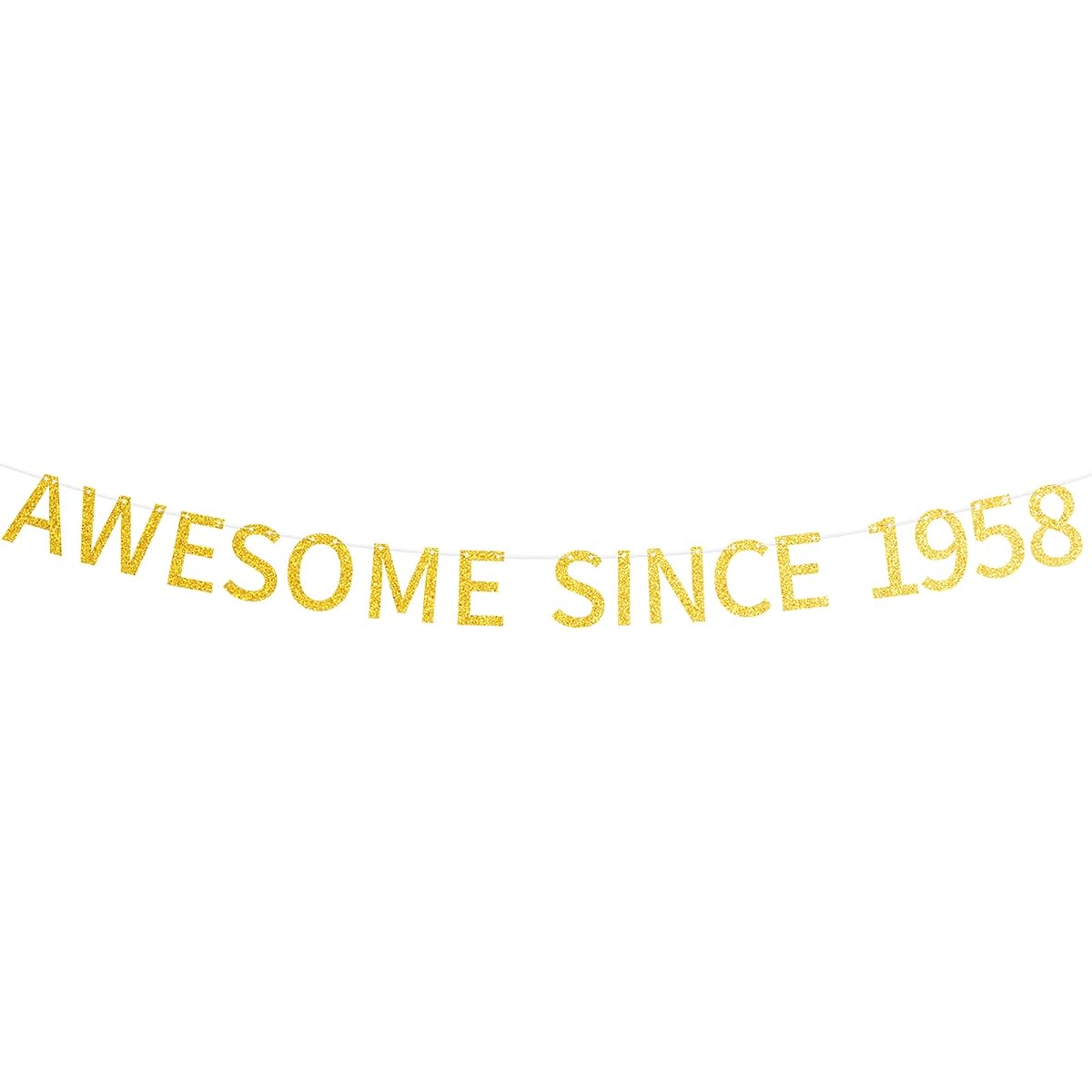 Awesome Since 1958 Banner Pre-strung Happy 65th Birthday Banner Gold Glittery 65 Sixty Five Years Old Birthday Party Decorations for Men Women