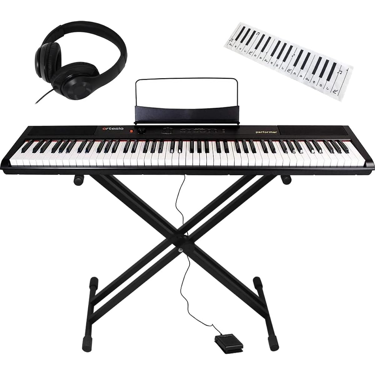 Artesia Electronic Piano Original Value Set 88 Keys PERFORMER/WH White (Sustain Pedal/Stand/Headphones/Keyboard Design Cloth Included)