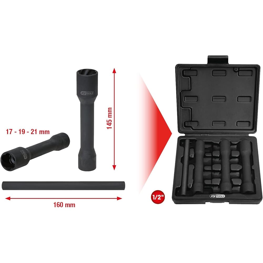 KS TOOLS Spiral profile impact socket set extra deep 4 pcs 1/2" 17-21mm 913.1290 [Parallel import goods]
