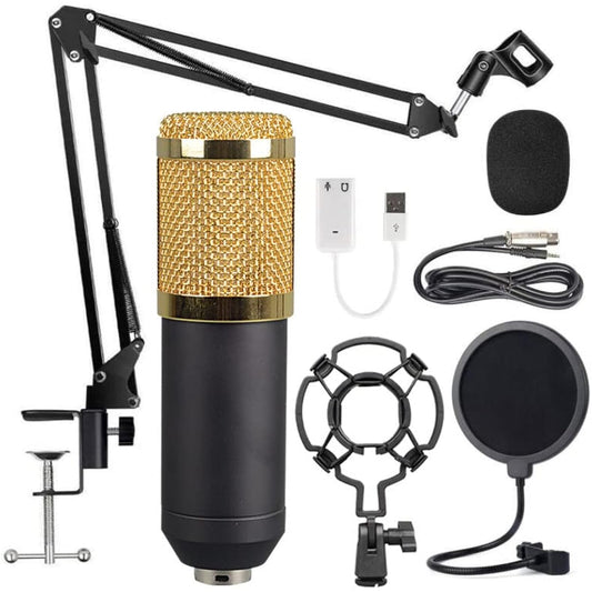 Aokicase USB Hanging Condenser Microphone Set 192KHz/24-bit Gaming Microphone PC Microphone for Streaming/Online Classes/YouTube/Tiktok/Ins/Podcasts/Recording/Microphone or Mac/PS4/PS5 (Gold) USB-BM800