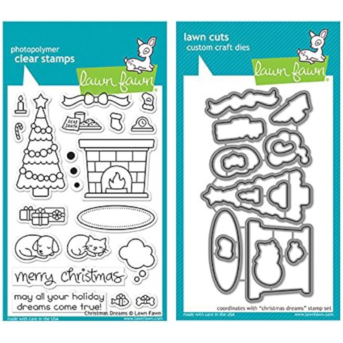 Lawn Fawn Clear Stamp and Die Set - Christmas Dreams - 2 Item Set
