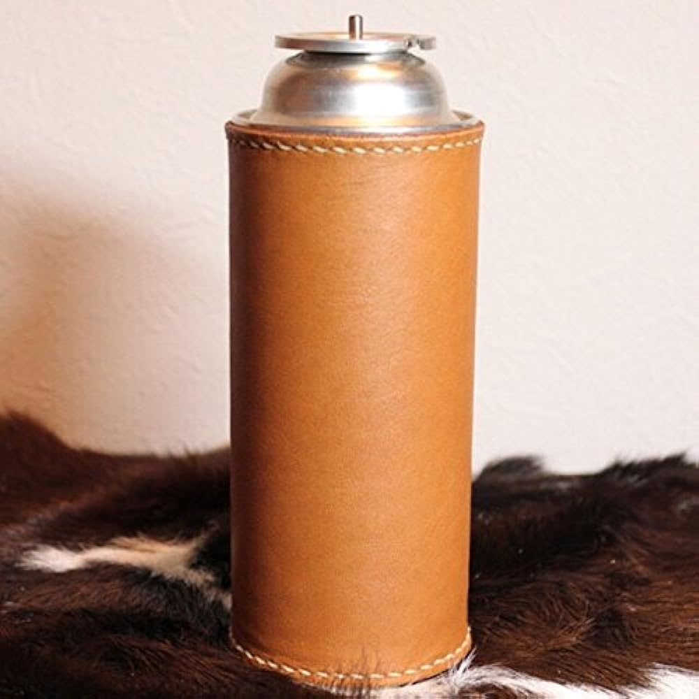 What will be will be Gas Cylinder Cassette Gas CB Can Handmade Genuine Leather Cover Cassette Cylinder Stylish Outdoor Camping Equipment Color (Dark Brown) Stitching (Generation)