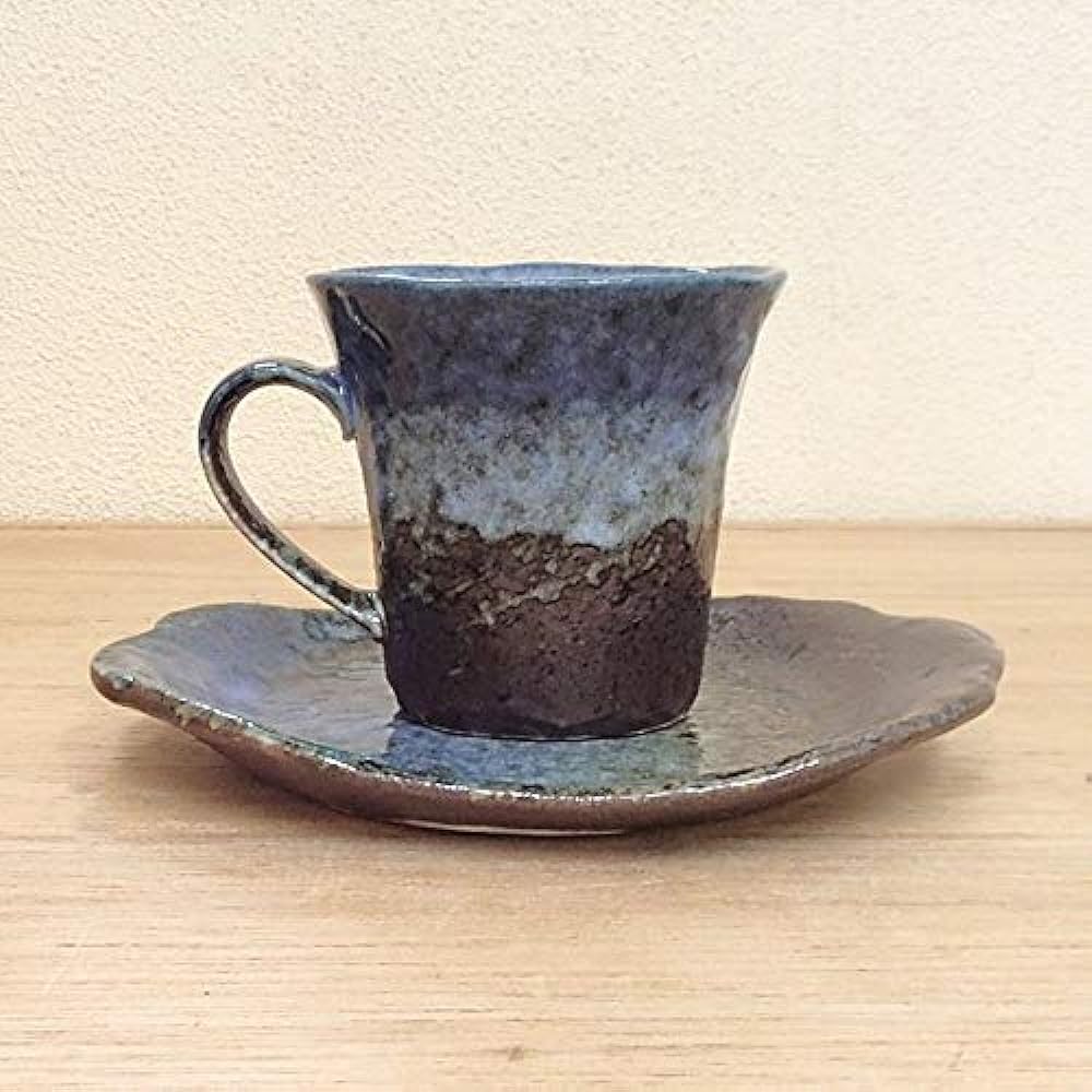 Coffee cup saucer Lake of the Forest 5-piece set Japanese pottery for commercial use Mino ware