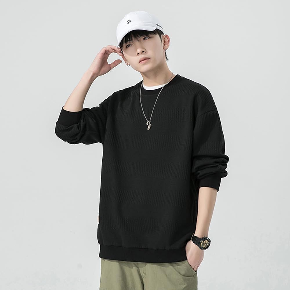 [FJLTDCP] Men's Parka Sweatshirt, Long Sleeve, Round Collar, Plain, Large Size, Loose, Durable, Windproof, Cold Protection, Casual Fashion, Simple, Comfortable, Autumn/Winter Clothes