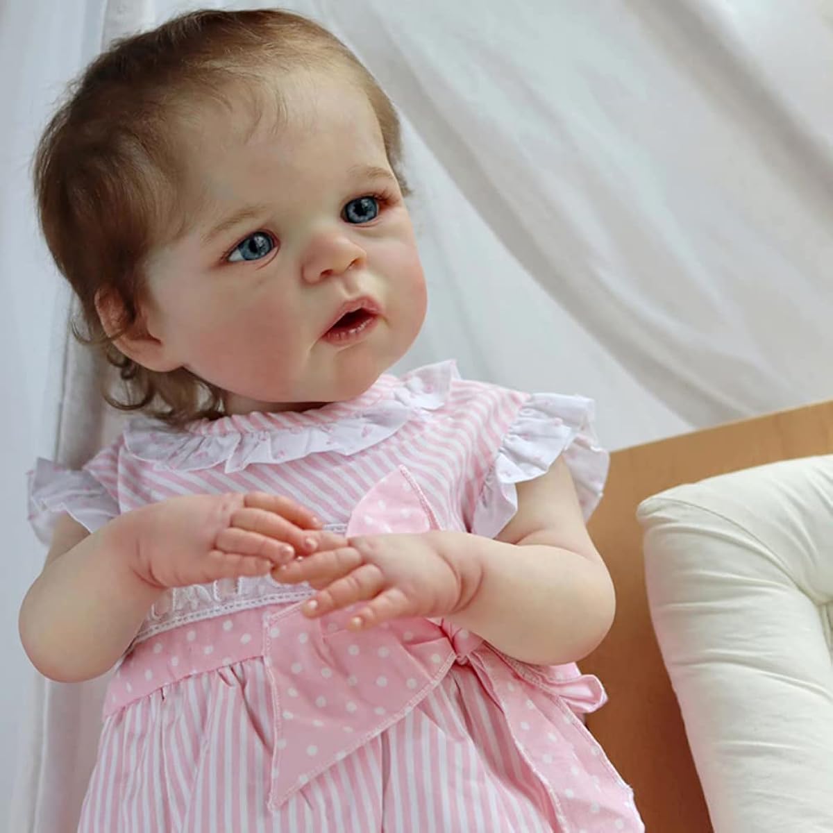 LONIAN 24" Painted Finished Girl Doll Reborn Toddler Popular Lifelike Soft Touch 3D Skin Art Doll (Blue Eyes)