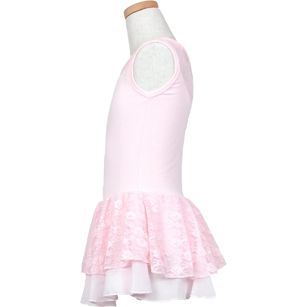 [michelle mica] Elegant Lace Ballet Leotard 110 120 130 140 Cotton Chiffon Skirt Camisole Sleeveless Sleeveless Ruffle Kids Junior Children Children