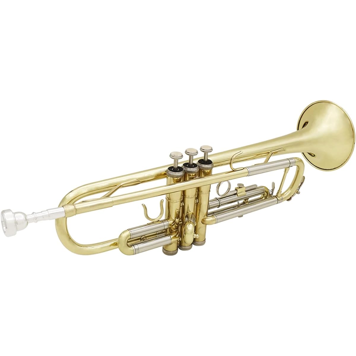 bb B flat trumpet with silver horn exquisite musical instrument brass tube golden case glove mouthpiece strap brush