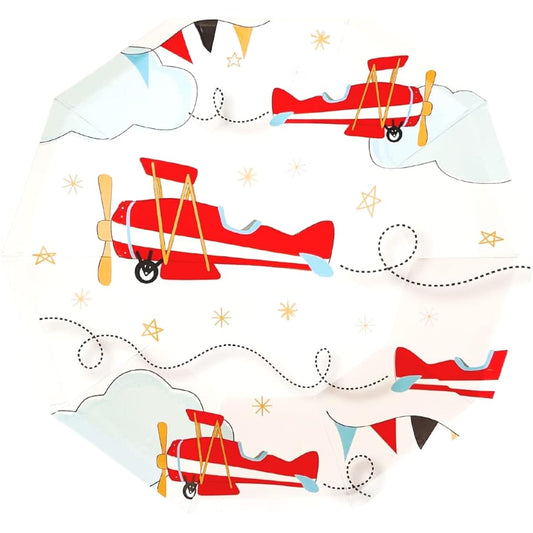 Airplane Plates (Pack of 8) | Airplane Birthday Party | Airplane Party Decorations | Airplane Paper Plates | Vintage Airplane Party Plates