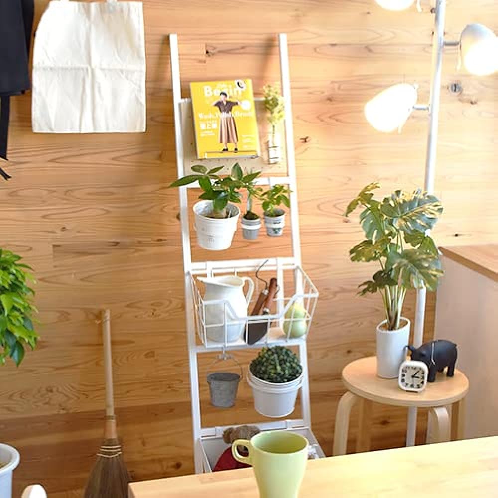 Yawata Neji Ladder Type Storage HANG Base Ladder White 1400mm