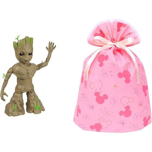 MARVEL I Am Groot Groove & Glow Groot, 13.5 inch (34.3 cm) size, interactive action figure, music & sound, superhero toy, for ages 4 and up F8027 Authentic + Indigo Disney Mickey Mitsumaru Wrapping Bag LL Star Pink DG953