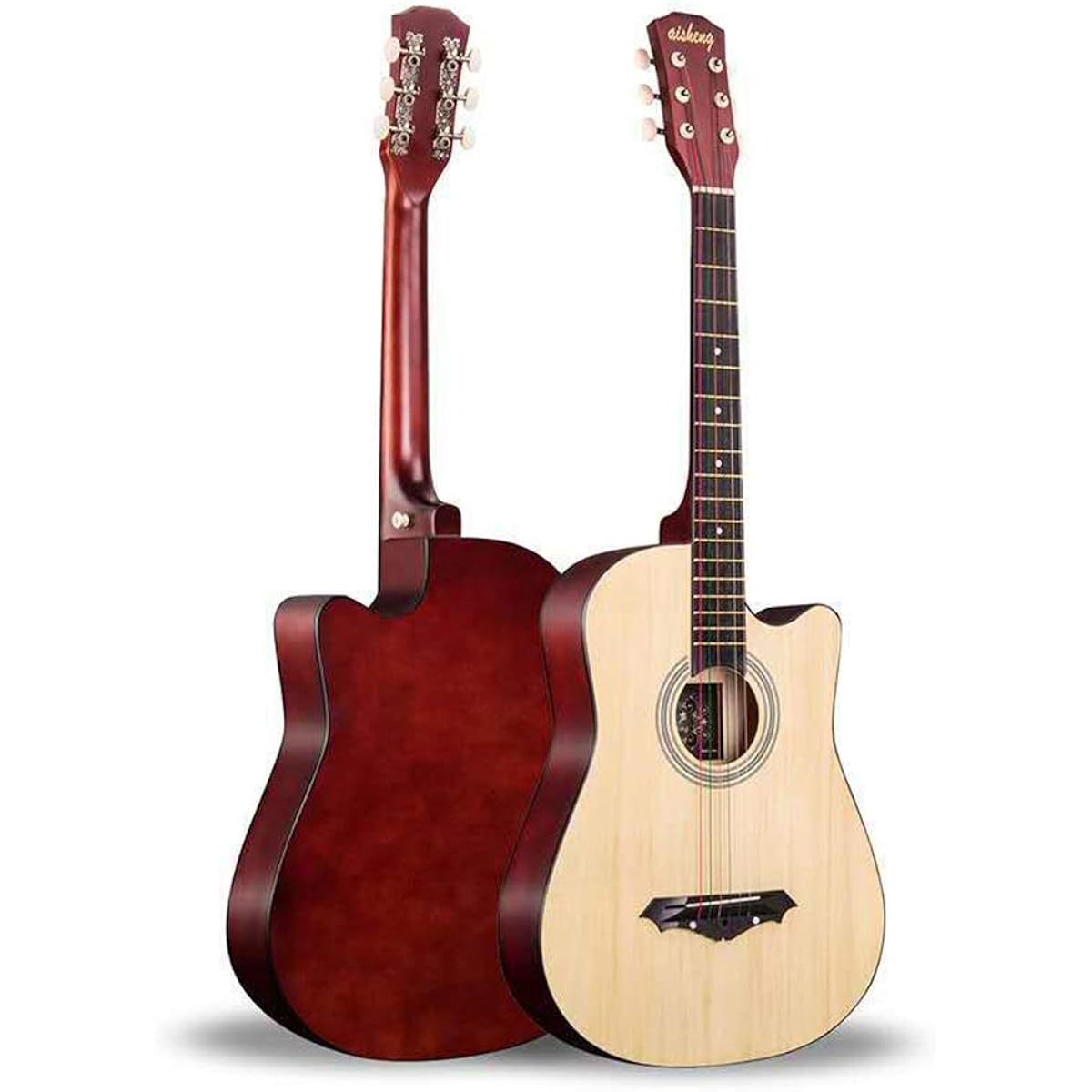 Acoustic Guitar Acoustic Guitar Beginner Full Size Folk Guitar Natural Classic Guitar (Color: Natural, Size: 38 inches)