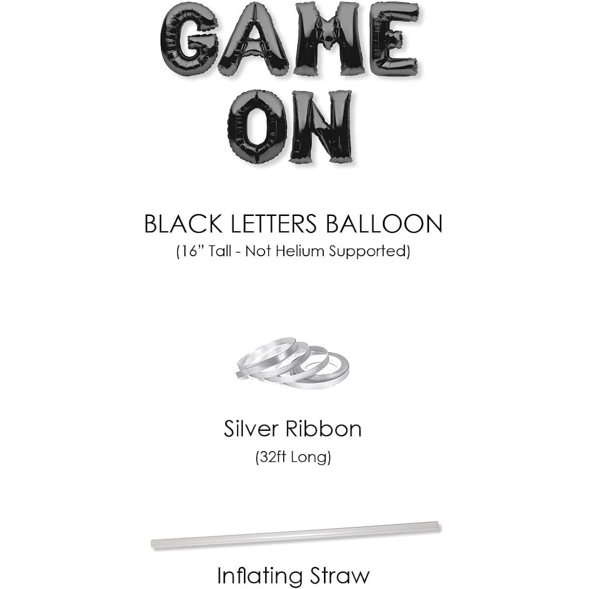 PartyForever GAME ON Balloon Banner Black Game Theme Birthday Party Decorations and Supplies Sign