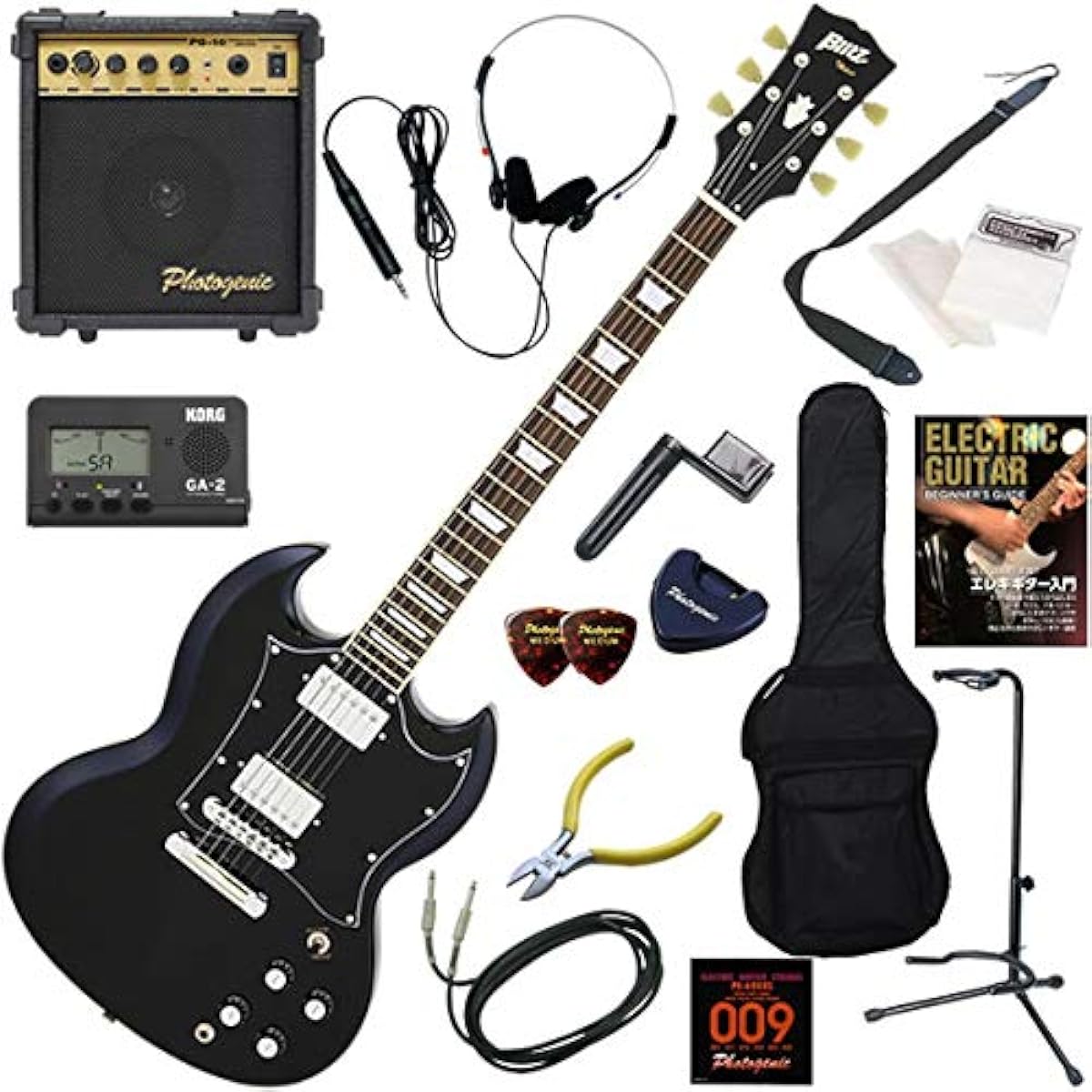 Blitz Electric Guitar Beginner's Standard 15-Piece Set with 10w Amplifier BSG-STD/BK (Black)