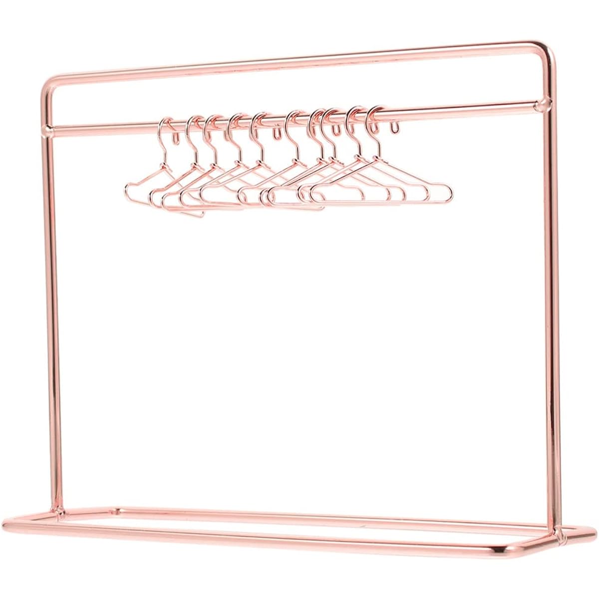 Toddmomy Miniature Doll Clothing Rack, 1 Set Metal Doll Garment Rack with Clothes Hangers for Mini Doll Wardrobe Furniture Accessories Dollhouse Supplies, Rose Gold