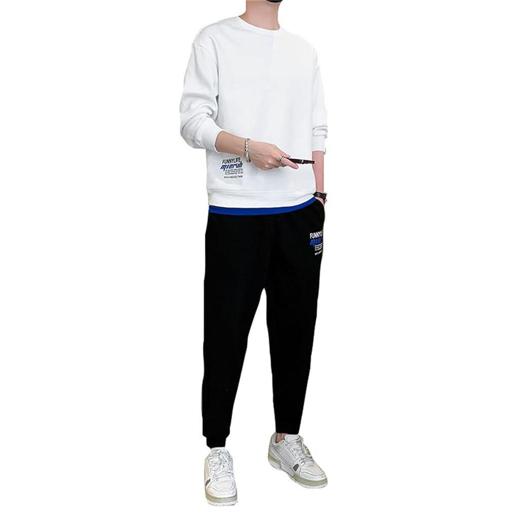 [Bon amixyl] Top and Bottom Set Men's Setup Running Wear Pullover Long Sleeve Men's Trainers Wear Training Wear Spring/Autumn/Winter Clothes Sports Loungewear